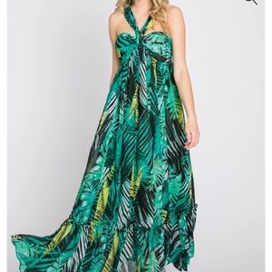 Pinkblush tropical palm print maxi dress